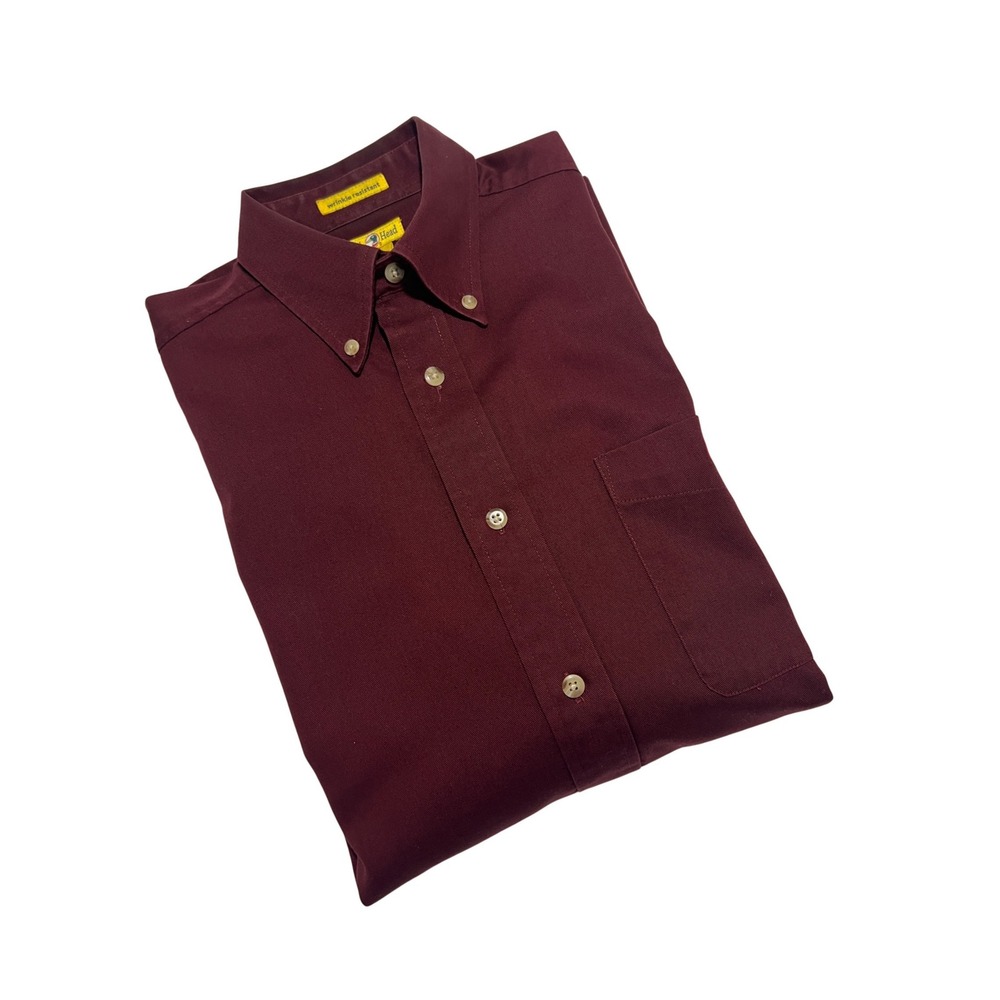 Duck Head Button Down Mens Medium Maroon Wrinkle Resistant Cotton Shirt E06